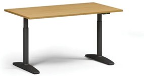 Výškovo nastaviteľný stôl OBOL, elektrický, 675-1325 mm, doska 1400x800 mm, čierna zaoblená podnož, buk