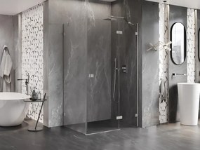 Mexen Lunar, 1-krídlový sprchový kút, pravý, 100 x 80 cm, 8mm číre sklo, brúsená oceľ profil, 834-100-080-97-00-P