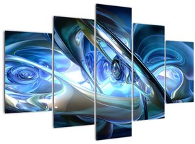 Obraz modrých fraktálov (150x105 cm)