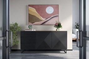 Komoda Asha 167 cm na čiernom podstavci - artisan / čierny mat