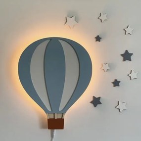 lovel.sk Drevená lampa lietajúci balón - modrý