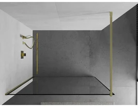 Mexen Kioto, sprchová zástena Walk-In 70 x 200 cm, 8mm číre sklo čierny vzor, zlatý matný profil, 800-070-101-55-70
