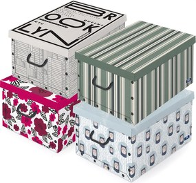 Domopak Úložný box s vekom a držadlami Nápisy