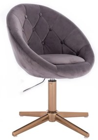 LuxuryForm DESIGN Kreslo VERA VELUR na zlatom kríži - tmavo šedé
