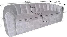 Dizajnová sedačka Kalei 200 cm béžový zamat