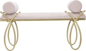 Lavica Stuha 112 cm zamat zlatá/ružová