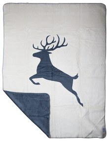 Čierno šedá deka s motívom skákajúceho jeleňa - 130 * 180 * 3cm