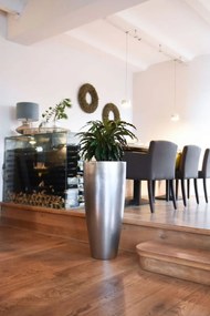 Exkluzívny kvetináč CITY, sklolaminát, výška 80 cm, strieborná metalíza