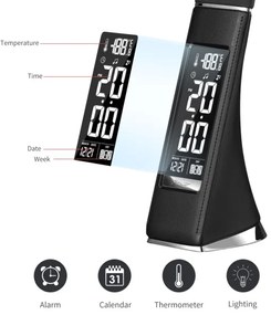 Immax 08947L -LED Stmievateľná stolná lampa s displejom LEATHER LED/7W/230V čierna