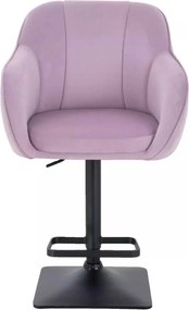 LuxuryForm DESIGN Barová stolička AVOLA VELUR na čiernej hranatej podstave - levanduľa