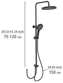 Čierny sprchový set z nerezovej ocele 120 cm Soft Water - Wenko
