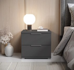 Nočný stolík s 2 zásuvkami Smilla, výška 43 cm, grafitový