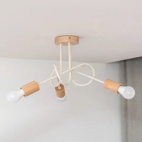 Prisadený luster OXFORD 3xE27/15W/230V borovica/krémová