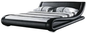 Čierna kožená posteľ 180 x 200 cm AVIGNON Beliani