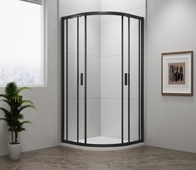 Polysan Polysan, EASY BLACK štvrťkruhová sprchová zástena 800x800mm, L/R, číre sklo, EL2515B
