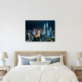 Sklenený obraz - Noc v Kuala Lumpur (70x50 cm)
