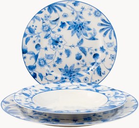 Súprava riadu z nového kostného porcelánu Blue Arbor, 6 osôb, 18 ks