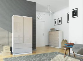 Skriňa S 90 cm 2D 2SZ CLP biela / cappuccino, lesk