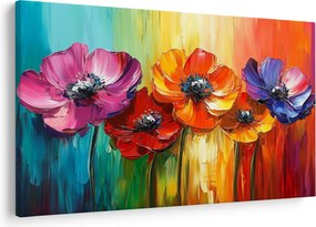 Obraz - Päť pestrofarebných kvetov (90x60 cm)