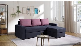 Rohová sedacia súprava Desmo, grafitová / růžová Cashmere, ľavý roh