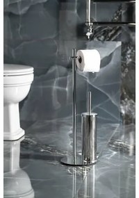GEDY 143213 Circe stojan s držiakom na toaletný papier a WC štetkou, okrúhly, chróm