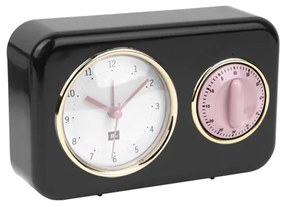 Kuchynské hodiny s časovačom Present Time Nostalgia, PT2970BK, 17cm