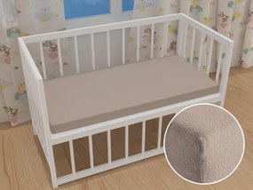Detské froté napínacie prestieradlo do postieľky FR-027 Sivohnedé 70 x 140 x 10 cm - do postieľky