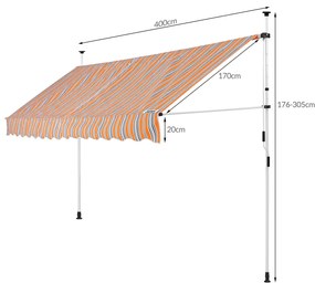 InternetovaZahrada Markíza 400 cm - oranžová/modrá