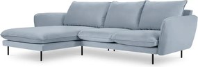 Svetlomodrá zamatová rohová pohovka (ľavý roh) Vienna – Cosmopolitan Design