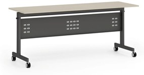 Mobilný stôl PRIMO MOBI, 1800 x 600 mm, čierna podnož, breza