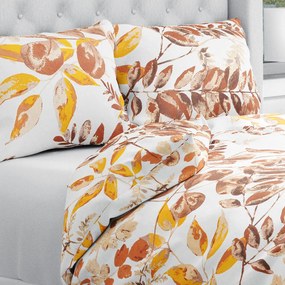 Biante Bavlnené posteľné obliečky Sandra SA-530 Hnedý eukalyptus na bielom Jednolôžko 140x200 a 70x90 cm