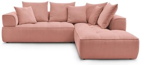 Ružová ženilková rohová pohovka (pravý roh/do L) Whesley – Bobochic Paris