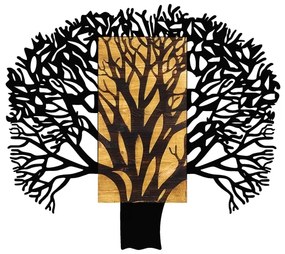 Nástenná dekorácia 93x86 cm strom drevo/kov