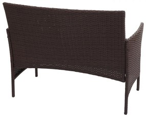 Polyratanová záhradná lavica Halden - melírovaná hnedá, čierny vankúš