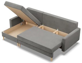 Rohová rozkladacia sedačka BLANK Elegant svetlosivá