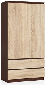 Šatníková skriňa Safwan (wenge + dub sonoma). Akcia -12%. Vlastná spoľahlivá doprava až k Vám domov. 1128800