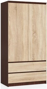 Šatníková skriňa Safwan (wenge + dub sonoma). Akcia -21%. Vlastná spoľahlivá doprava až k Vám domov. 1128800