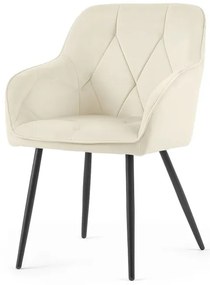 Sada dvoch jedálenských stoličiek DIAMANT zamatové, krémové / čierne nohy (2 ks)