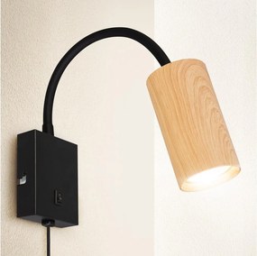 Brilagi - Flexibilná nástenná lampa SELE 1xGU10/30W/230V čierna/dubový dekor