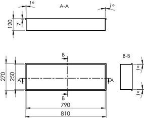Polysan Polysan, INSERTA zapustená polica do obkladu, liaty mramor, 810x270 mm, antracitová, 1301-82B