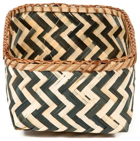 Súprava 3 úložných bambusových košíkov Compactor Natural And Black Bamboo