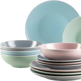 Mäser Jedálenská súprava riadu 16 ks ELISSA II – mix farieb mat