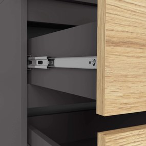 Skříň CLP S 90 cm 2 dveře 2 zásuvky grafitově šedá/dub artisan