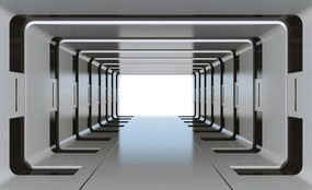 Fototapeta - 3D strieborný tunel (254x184 cm)