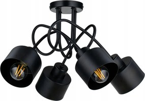 Závesná lampa na strop LOFT, 4x čierny hrnček