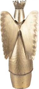 Zlatá antik kovová dekorácia anjel Christmas Angel - 17*10*39 cm