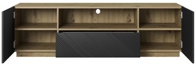 TV stolík Asha 167 cm s otvorenou policou - artisan / čierny mat