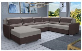 Čalúnená univerzálna rozkladacia sedacia súprava do U OXFORD hnedá/taupe