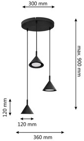 Luster na lanku ETNA 3xGX53/10W/230V čierna