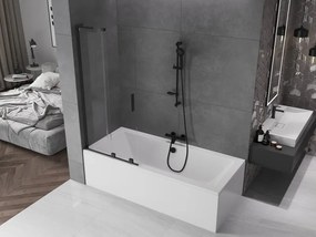 Mexen Velar L, 2-krídlová posuvná vaňová zástena 85 x 150 cm, 8mm číre sklo, čierna matná, 896-085-003-01-70